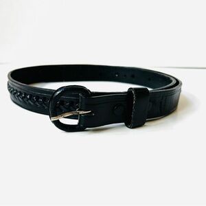 1” Black Mexican Leather Men’s Belt w/Braided Center size 34